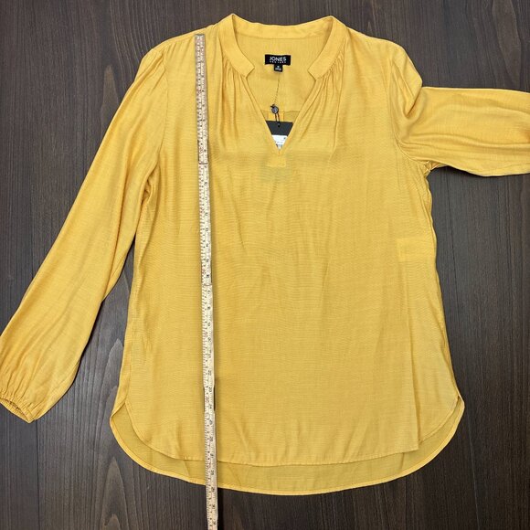 NWT Jones New York Blouse Women’s Medium Mustard Yellow V-Neck Long Sleeve‎ - Picture 16 of 16